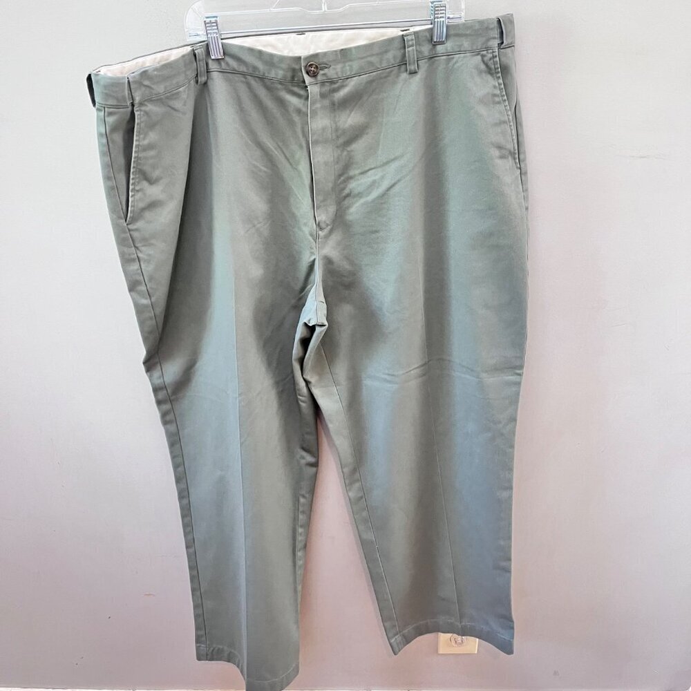 L.L.Bean Mens‎ Comfort Waist Pants Size 46 Inseam 30 Green 100% Cotton
